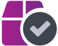 purple box shape with gray check mark icon