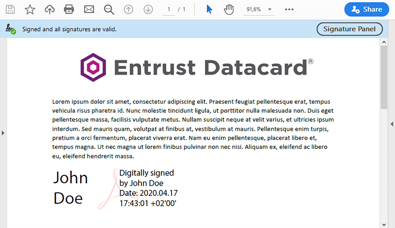 Example of digitally signed document
