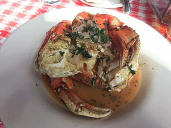 a plate of roasted dungeoness crab