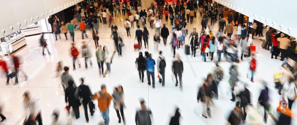 Image of a crowd of people walking