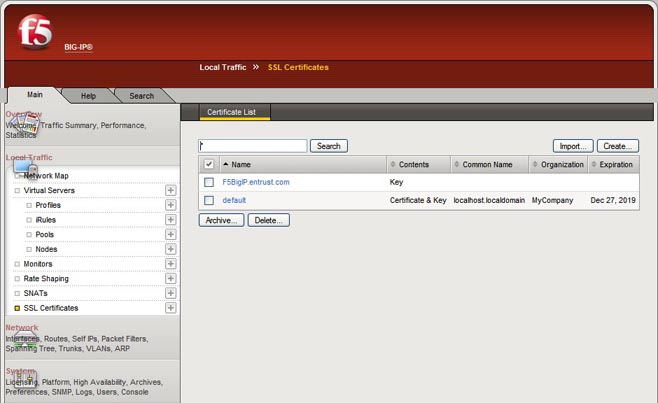SSL/TLS Certificate Installation Instructions - F5 BIG IP