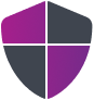 ícone de trava com quadrantes alternados de roxo e cinza