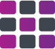 icona della griglia a blocchi in viola e grigio