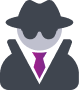 Symbol: Hacker mit Hut, Sonnenbrille und Krawatte