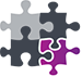 four connected puzzle pieces icon