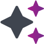 icons of four-pointed stars in gray and purple