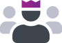 ícone de usuário em silhueta com coroa 