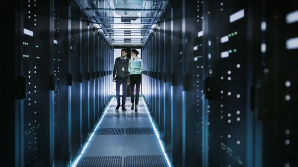 people walking in server room