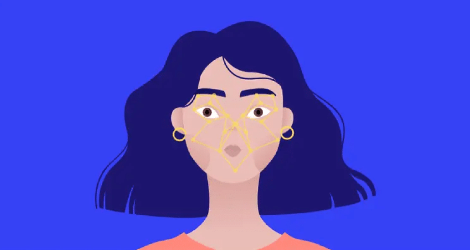 cartoon woman with blue background