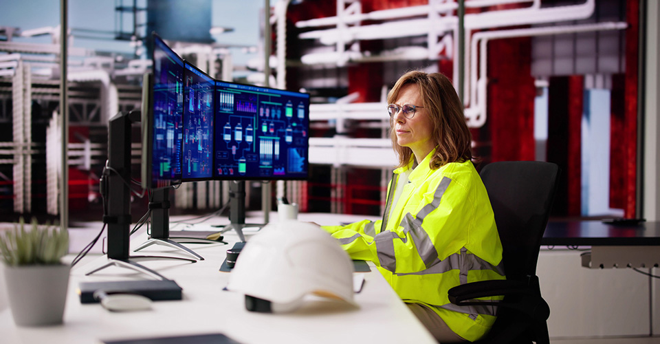 Woman working at a computer