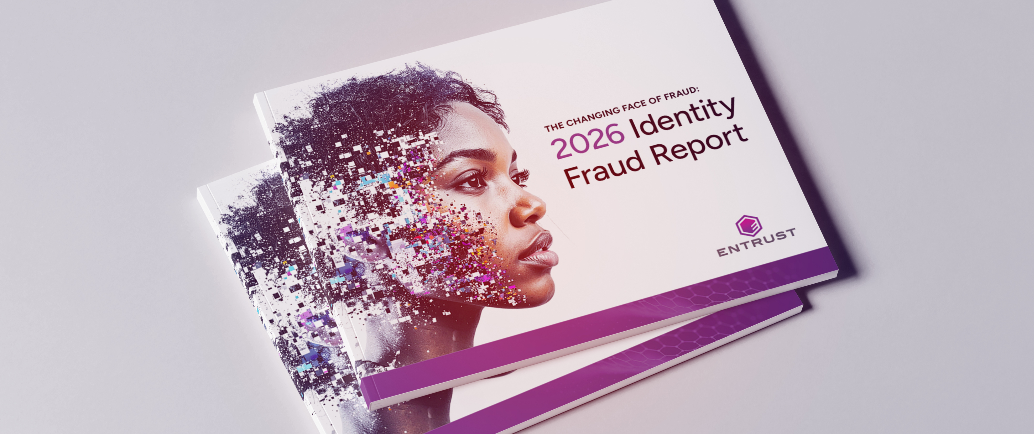 Fraud report cover showing a pixelated human profile and title text.