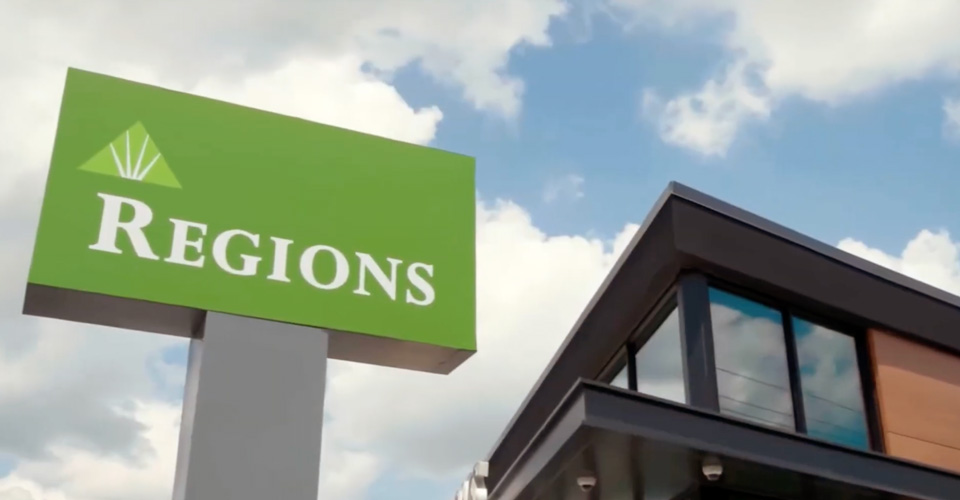 Regions Bank sign outside a branch location