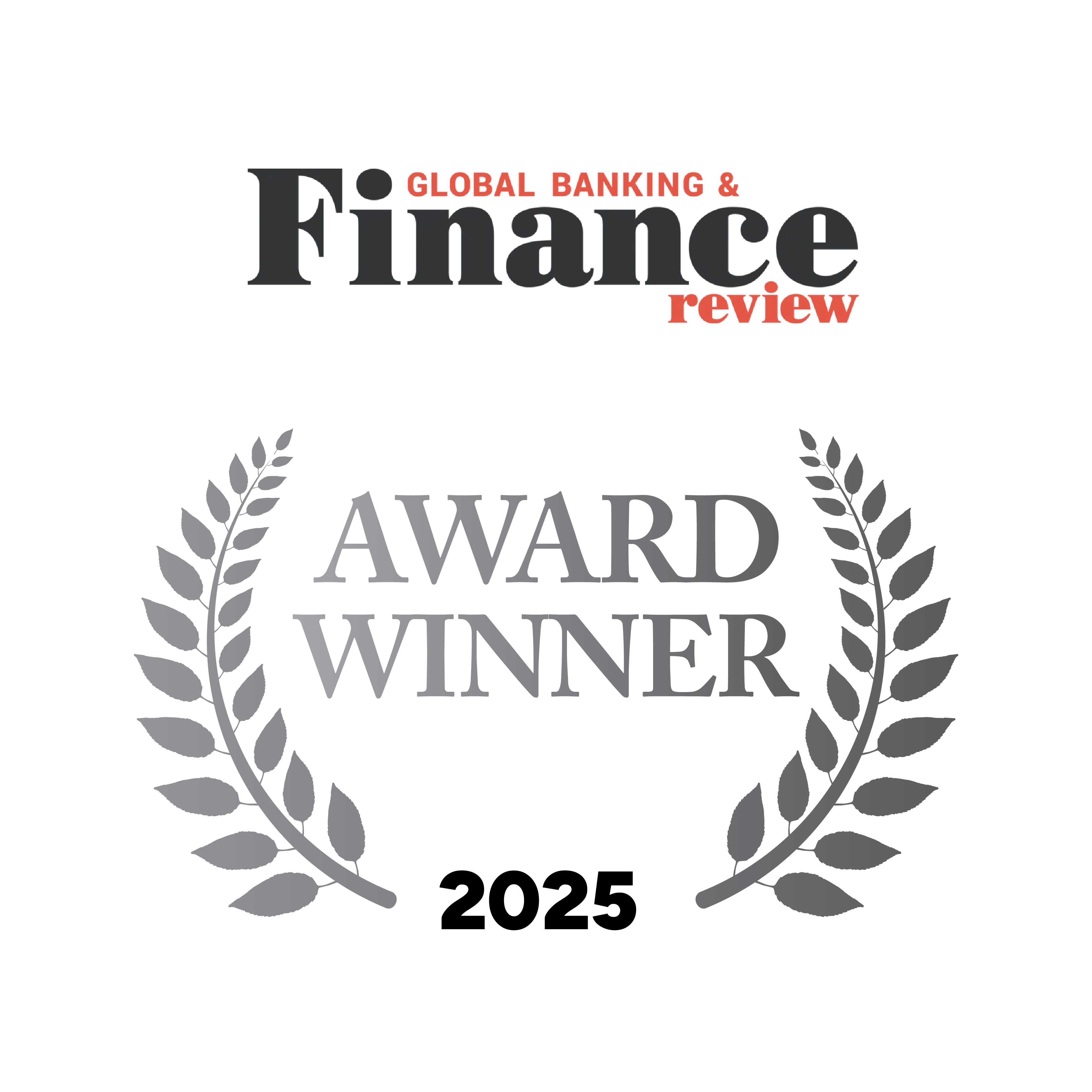 Global Banking & Finance Review 2025 Award Winner-Grafik mit Lorbeerkranz