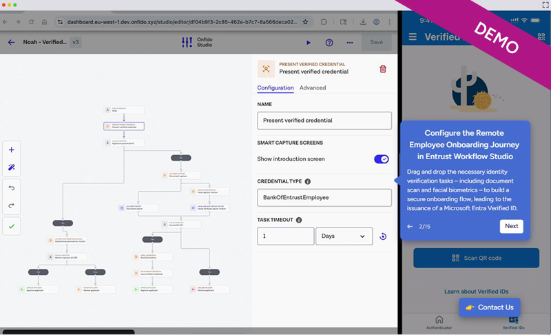 IDV Workforce demo screen with banner