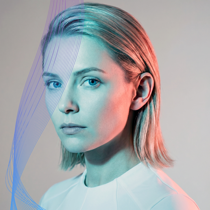 woman with netted shadow on her face