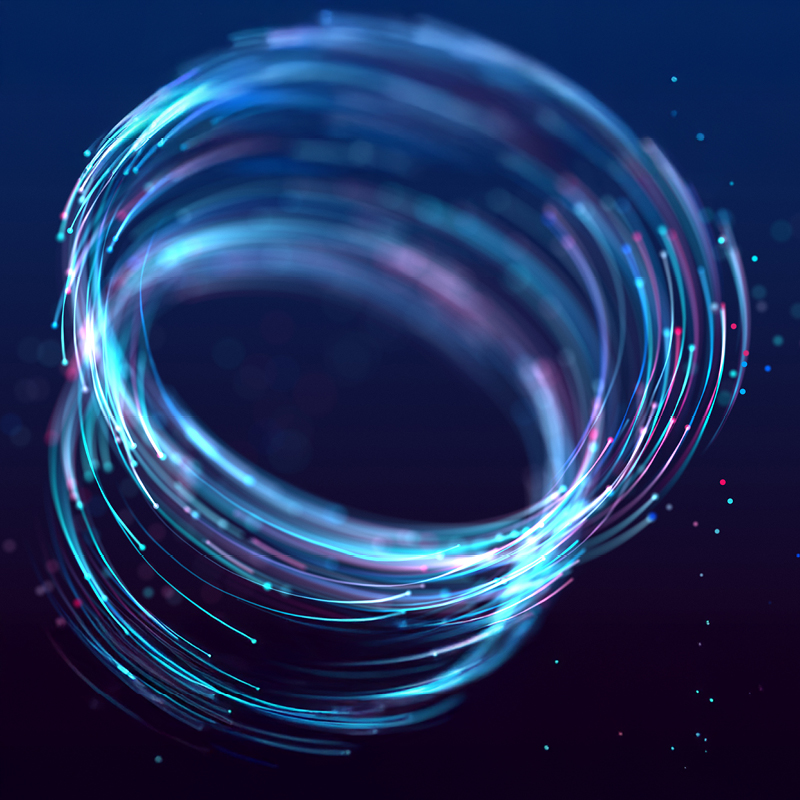 Abstract glowing blue circular data swirl