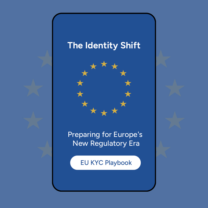 EU KYC Playbook cover featuring the European Union flag and identity regulation messaging
