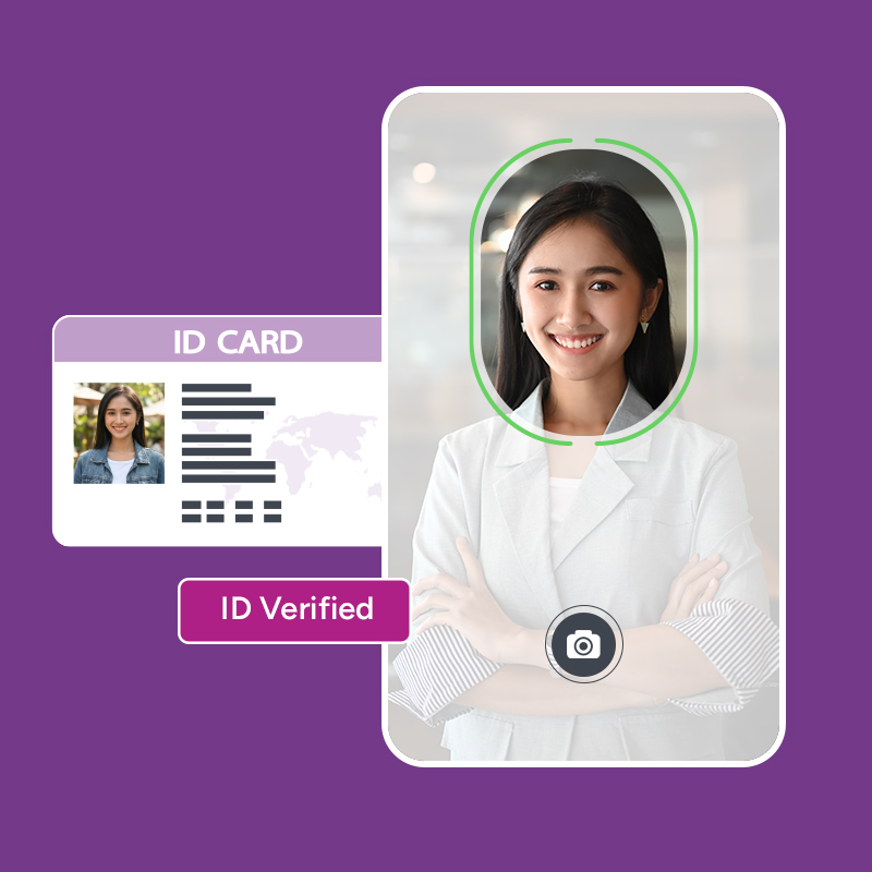 Digital identity verification comparing a photo ID with a live facial scan on a mobile device