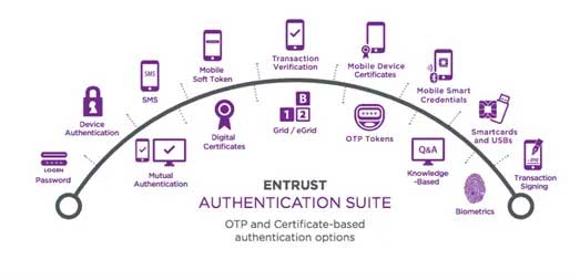 Infografica della suite di autenticazione Entrust