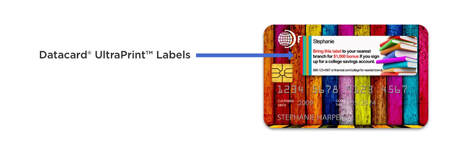 Abbildung mit Ultraprint-Etiketten von Datacard