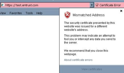 screenshot di avviso del badge di sicurezza del browser