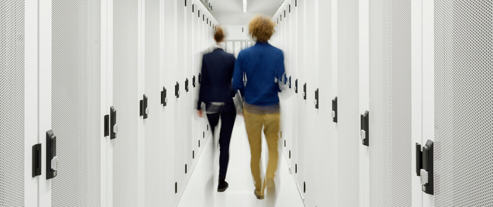People walking in a hallway